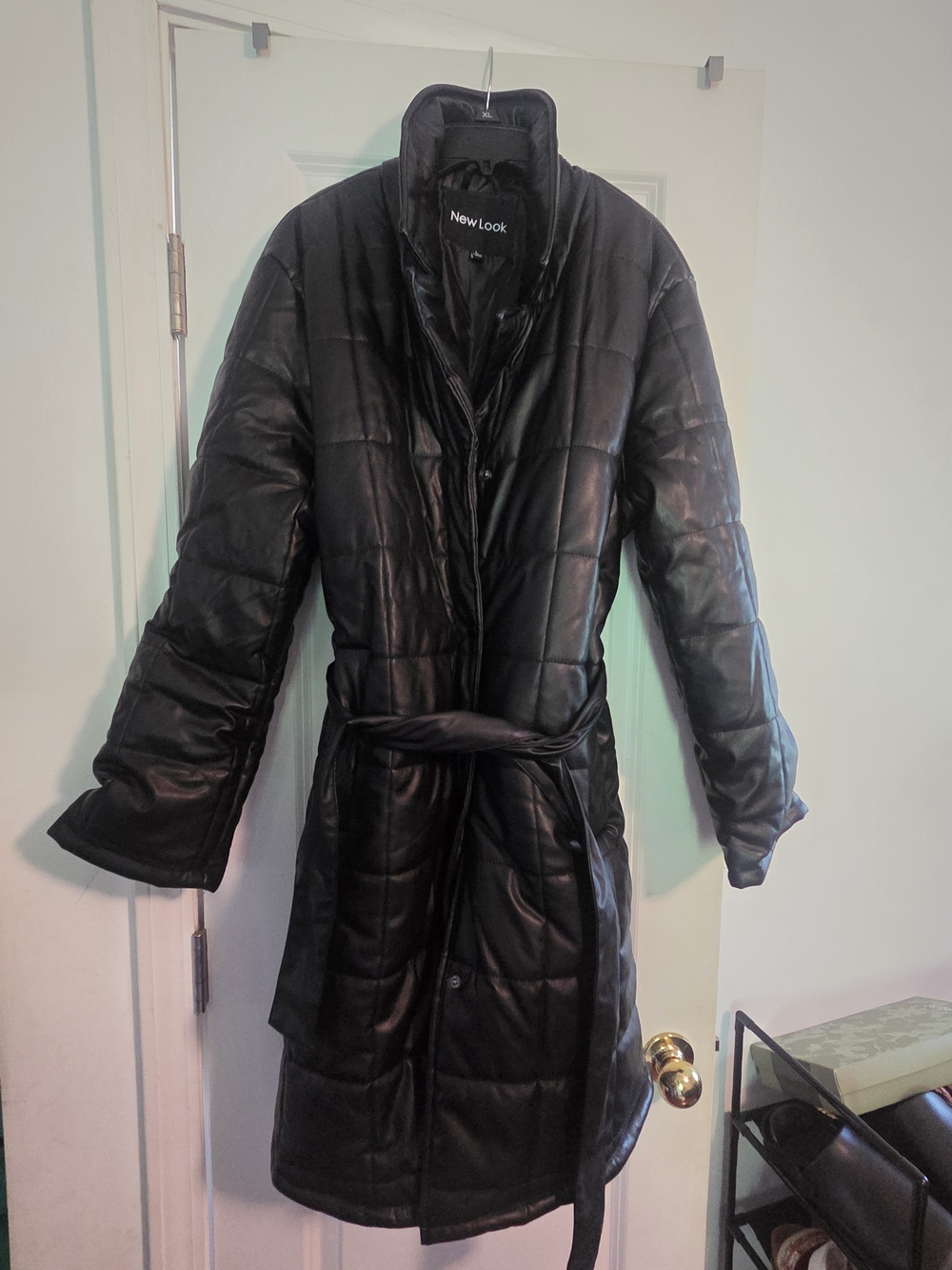 New Look Women's Black Quilted Belted Coat
